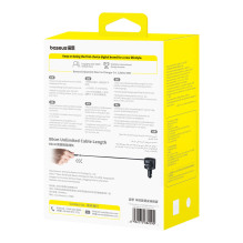 Baseus Enjoyment Max 60W Car Charger with Retractable USB-C and Lightning Cables - Black