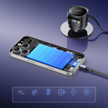 Baseus Enjoyment Max 60W Car Charger with Two Retractable USB-C Cables - Black