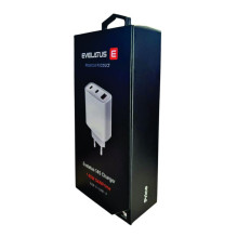 „Evelatus“ 45 W maksimalus greitasis įkroviklis, ES USB-C1 / USB-C1 / USB-A - RCE-4501ACCL, baltas