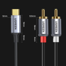 Ugreen Ugreen garso kabelis USB C tipo (kištukas) - 2RCA (kištukas) 1,5 m pilkas (20193 CM451)