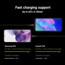 Green Cell Cable Ray USB Cable - USB-C 120cm with green LED backlight and support fast charging Ultra Charge, QC 3.0