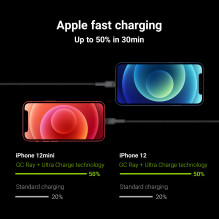 Green Cell Cable Ray USB-A - Lightning White LED 200cm with support for Apple 2.4A fast charging
