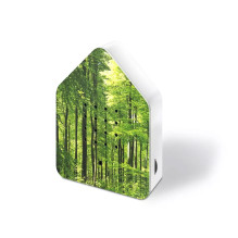 Zwitscherbox Classic sound box - nesting box (White with forest view)