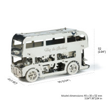 Model Kit - Time For Machine Cute Double Bus 90x30x52mm Stainless Steel