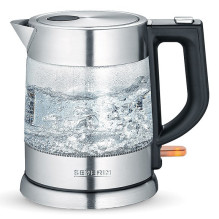 Electric Kettle - Severin WK 3468 1L Glass Stainless Steel 360° Cordless