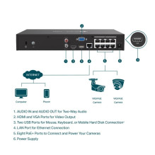 Network Video Recorder - TP-LINK VIGI NVR1008H-8MP 8 PoE+ Ports 16MP Decoding 4K HDMI Output