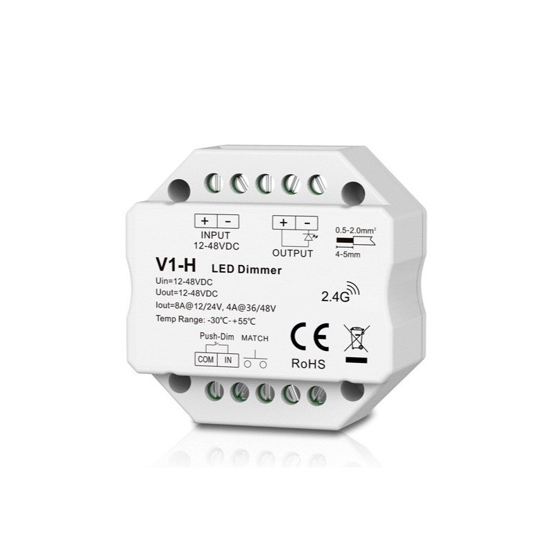 LED Controller - V1-H 12-48V 8A Push-Dimm