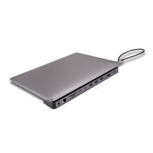USB C Docking Station - LINDY Plugable DST-Mini XT 810 8K / 4K60, 100W PD, USB 3.2, Gigabit Ethernet, Gray