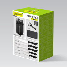 Kitchen Knife Set - Maestro MR-1413 Stainless Steel 8-Piece with Holder Black
