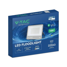 Apšvietimo įrenginys - V-TAC 200W LED prožektorius 27000lm 6500K juodas korpusas