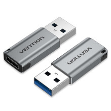 Adapteris - Vention USB 3.0 M į USB-C F adapteris (5 Gbit / s, aliuminio lydinys, pilkas)