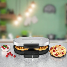 Waffle Maker - Rommelsbacher WA 1250 2 Heart-Shaped Waffles Adjustable Temperature Silver Black