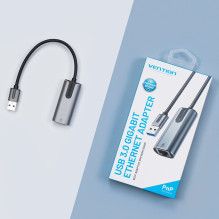 Adapter - Vention USB 3.0-A to Gigabit Ethernet Adapter 1000 Mbit/s Gray Adapter - Vention USB 3.0-A to Gigabit Ethernet Adapter 1000 Mbit/s Gray