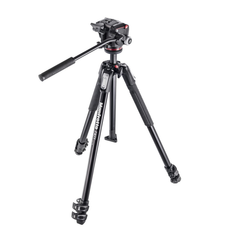 Trikojis - Manfrotto MT190X3 su MHXPRO-2W galva, reguliuojamomis kojomis, stabilumas