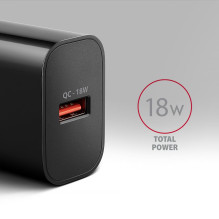 MOBILE CHARGER WALL USB 18W / 1PORT BLACK ACU-QC18 AXAGON