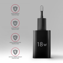MOBILE CHARGER WALL USB 18W / 1PORT BLACK ACU-QC18 AXAGON