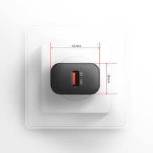 MOBILIOJO ĮKROVIMO SIENINĖ USB 18W / 1PORT BLACK ACU-QC18 AXAGON