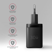 MOBILE CHARGER WALL USB-C 30W / 1PORT BLACK ACU-PD30 AXAGON