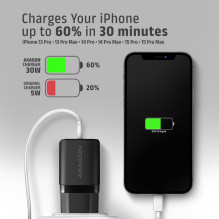 MOBILE CHARGER WALL USB-C 30W / 1PORT BLACK ACU-PD30 AXAGON