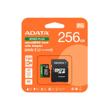 ATMINTINĖ MICRO SDXC 256GB UHS-I / UD256GUI3V30A2SP-RA1 ADATA