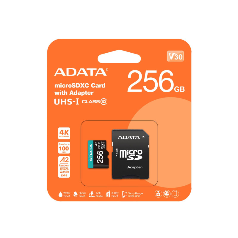 MEMORY MICRO SDXC 256GB W / AD. / AUSDX256GUI3V30SA2-RA1 ADATAI