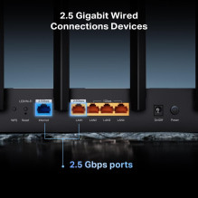 Belaidis maršrutizatorius, TP-LINK, Archer BE400, Wi-Fi 7 (802.11be), Duomenų perdavimo greitis 5764 Mbps, Ethernet WAN: