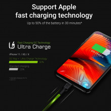 3 Green Cell GC Ray USB - Lightning laidų rinkinys, 120 cm, skirtas iPhone, iPad, iPod, baltas LED, greitas įkrovimas