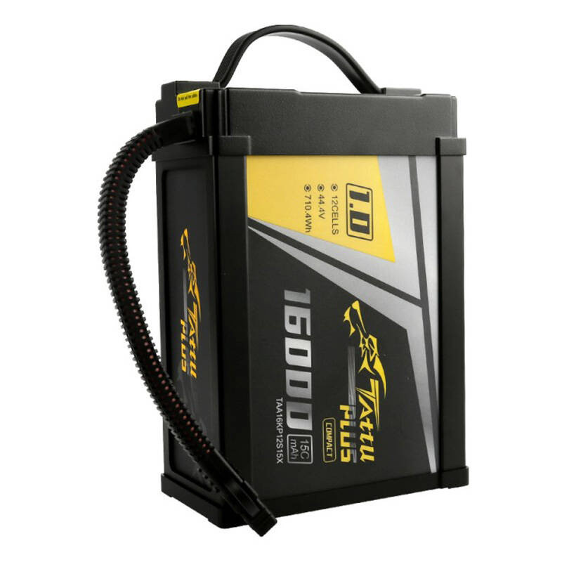 „Tattu Plus 1.0“ kompaktiška versija, 16000mAh 12S 15C 44.4V Lipo akumuliatorių blokas su XT90-S kištuku
