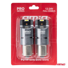 LED lemputės FULL CANBUS PRO BA15S P21W 2x1860SMD baltos 12V 24V AMIO-03603