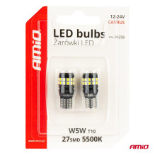 LED CANBUS Bulbs T10 W5W 27SMD 2016 White 12V 24V AMIO-04258 LED CANBUS Bulbs T10 W5W 27SMD 2016 White 12V 24V AMIO-04258