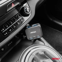 Cigarette lighter socket splitter with charger 2x USB-A 1x USB-C 12V 24V 100W 180° AMIO-04357