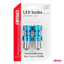 LED Bulbs CANBUS 1156 BA15S P21W R10W R5W 4SMD 1860 White 12V 24V AMIO-04252