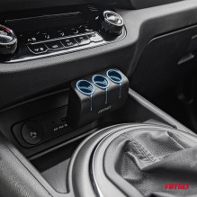 Cigarečių žiebtuvėlio lizdo skirstytuvas 12V 24V 120W 90° AMIO-04358 Cigarečių žiebtuvėlio lizdo skirstytuvas 12V 24V 120W 90° AMIO-04358