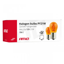 Halogen bulbs PY21W BAU15s 12V 21W AMBER 10 pcs. (E8) AMIO-01158