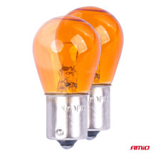 Halogen bulbs PY21W BA15S 12V ORANGE 2 pcs blister AMIO-04354 / 03352