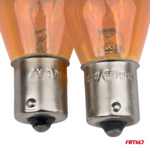 Halogen bulbs PY21W BA15S 12V ORANGE 2 pcs blister AMIO-04354 / 03352