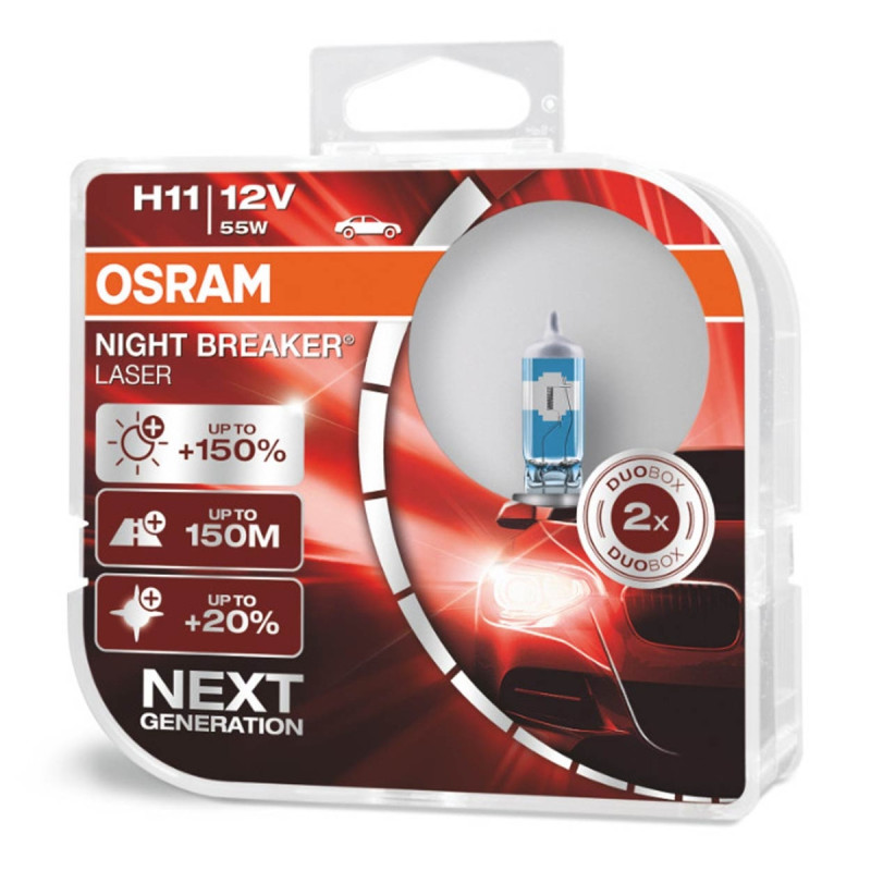 Osram H11 12V 55W PGJ19-2 Halogen Bulbs NIGHT BREAKER LASER +150% / 2pcs /