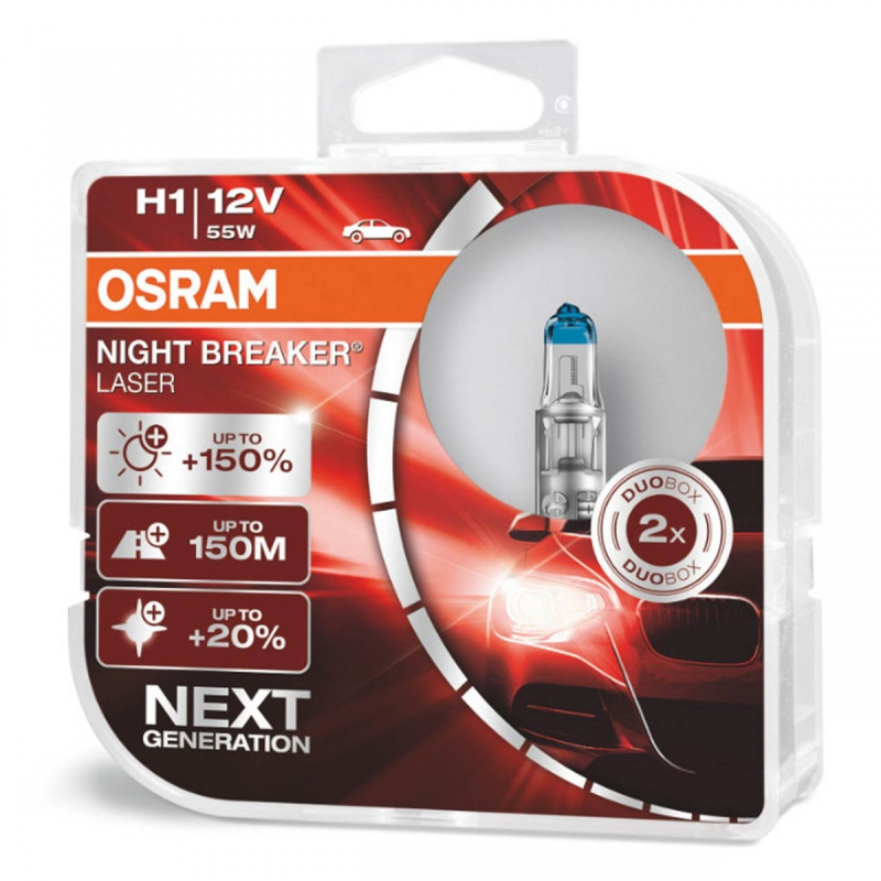 Osram H1 12V 55W P14.5s halogen bulbs NIGHT BREAKER LASER +150% / 2 pcs /
