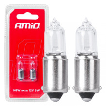 Halogen bulbs H6W 12V 6W BAX9S 2pcs blister AMIO-03355 Halogen bulbs H6W 12V 6W BAX9S 2pcs blister AMIO-03355