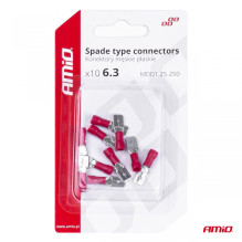 Konektory izolowane męskie płaskie 6.3mm 0.5-1.5mm2 10A 10 szt. AMIO-03066 Konektory izolowane męskie płaskie 6.3mm 0.5-1.5mm2 10A 10 szt. AMIO-03066
