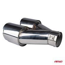 Exhaust muffler tip, stainless steel, double, left, chrome, AMIO-04067