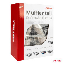 Exhaust muffler tip, stainless steel, double, left, chrome, AMIO-04067