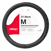 Pokrowiec skórzany pikowany nakładka na kierownicę samochodową M 37-39cm SWC-51-M AMIO-03561 Pokrowiec skórzany pikowany nakładka na kierownicę samochodową M 37-39cm SWC-51-M AMIO-03561
