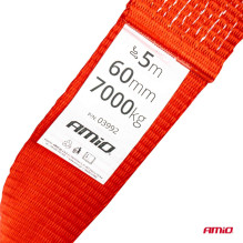 Tow rope, towing rope, tape, 7000 kg, 60 mm, 5 m, hook + eye, AMIO-03992