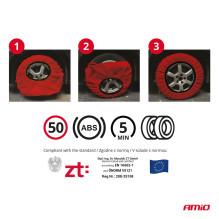 3D tekstilinės sniego grandinės, 2 vnt., M dydis, EN16662-1, Önorm V5121, AMIO-04508 3D tekstilinės sniego grandinės, 2 vnt., M dydis, EN16662-1, Önorm V5121, AMIO-04508