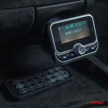 Automobilinis FM siųstuvas su nuotolinio valdymo pultu 2×USB-A 12V 24V AMIO-04657