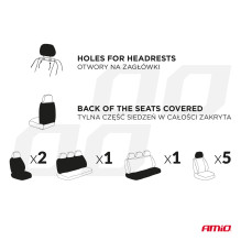 Universal car seat covers, front and rear, set SC04 AMIO-04604