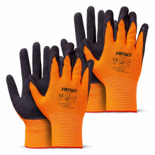 Polyester protective gloves coated with latex foam, size 8, 2132X, 4 pcs. AMIO-04639