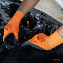 Polyester protective gloves coated with latex foam, size 8, 2132X, 4 pcs. AMIO-04639