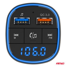 Automobilinis FM siųstuvas 2×USB-A 12V 24V AMIO-04648